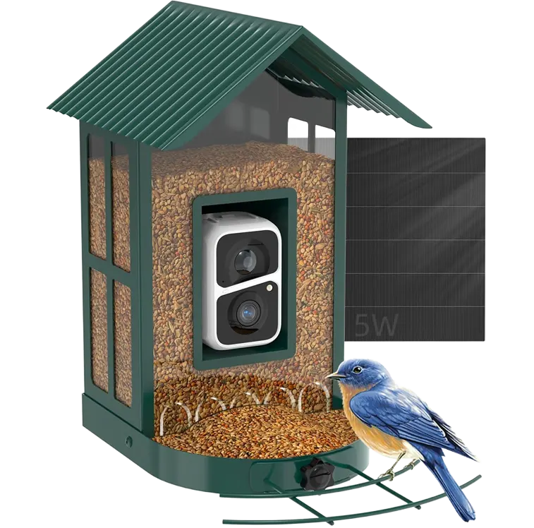 Soliom- Bird Feeder with Camera, 5W Solar Powered, AI Identify Species, Smart Wild Bird Watching, 2K