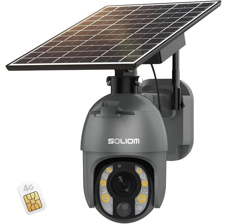 SOLIOM 5MP Security Camera Outdoor with 10X Optical Zoom, 4G LTE Cellular Security Cameras for Home Security with Battery & Solar Powered, Human Detection, Spotlight Color Night Vision, NEW S600-C10X
